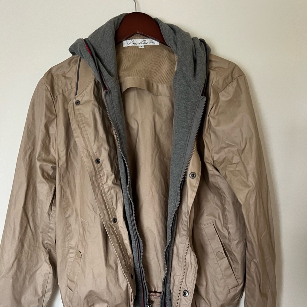 Kenneth Cole New York Tan and Gray Lightweight Shirt Jacket